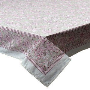 Orchid Beige 10 Seater <b>Tablecloth</b> 180x270cm Handcrafted Block Printed 100% Cotton Wedding Dining Home Decor Style For Sale - Product Image 1