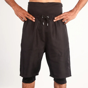 Wholesale Premium Islamic Modest Awrah Shorts Men Double <b>Layer</b> High Waist Solid Vintage Breathable Eco-Friendly Board Shorts - Product Image 2