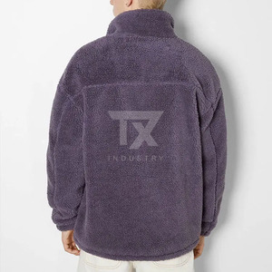 <b>Men</b> With Logo Custom Oversize Sport Jogging Zip up Fluffy Polar <b>Sherpa</b> <b>Fleece</b> <b>Jacket</b> Winter Sportswear Warm <b>Jacket</b> - Product Image 2