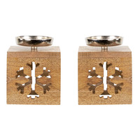 Boîte à flocons de neige en bois, porte-bougies de Noël, nouveau design 2026, décoration de Noël