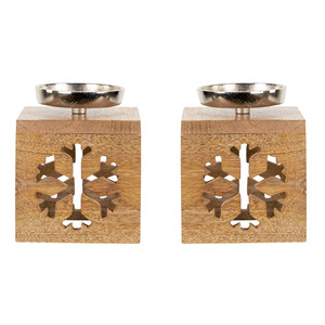Snowflake <b>Box</b> Wooden Christmas Tealight Holders 2026 New Design Christmas Decoration - Product Image 1