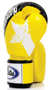 ถุงมือชกมวย Fairtex MMA สีเหลืองดำ แบบขายส่ง ผลิตตามสั่ง หนังแท้ 100% ระบายอากาศได้ดี สำหรับมวยไทย ซานด้า ขนาด 12 ออนซ์ - Product Image 6
