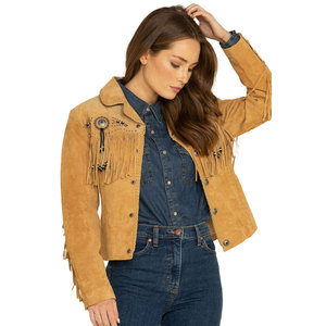 Solid Trader High Quality Tassel Detail Western Fashion Slim Fit Soft Texture <b>Suede</b> Fringe Leather <b>Jacket</b> - Product Image 2