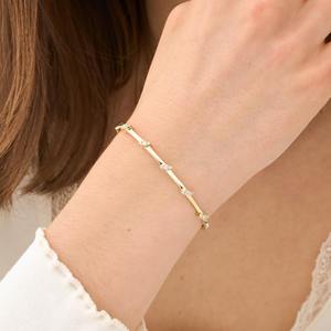 Bracelet en or avec accents de diamants, bracelet en or véritable avec diamants, bracelet ovale élégant et unique en or 10K, 14K ou 18K, luxe - Product Image 5