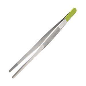 Pince de cuisine de précision en acier inoxydable avec poignée plaquée verte, antidérapante, pour la décoration culinaire - Product Image 1