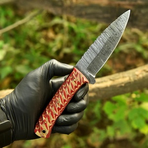 Cuchillo de caza y camping de hoja fija de acero de Damasco personalizado, hecho a mano, con mango de madera de color, cuchillos utilitarios de campo TARJ ENTERPRISES - Product Image 3