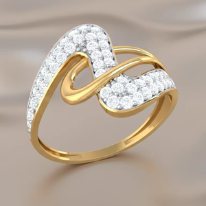 Bague géométrique dorée moderne à motif tourbillonnant pour fiançailles et occasions spéciales - Product Image 5