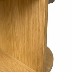 Table d'appoint et de chevet moderne pour chambre et salon, avec étagère et 2 tiroirs, en bois d'hévéa écoresponsable du Vietnam et placage MDF, garantie 1 an - Product Image 4