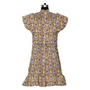 <b>Beautiful</b> Handmade Women's Cotton Dress Lightweight Block Print Indian <b>Tunics</b> Stylish Loose Silhouette Casual <b>For</b> Summer Natural - Product Image 6