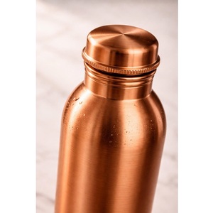<b>Brushed</b> Copper Flask Milled Cap Pure Solid Copper <b>Bottle</b> for Gym Sports & Office - Product Image 2
