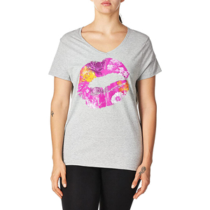 Camiseta de manga corta informal y a la moda para mujer, estilo vintage, holgada, de punto, con logo digital, venta al por mayor - Product Image 4