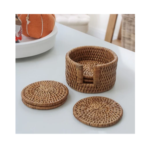 Posavasos de Ratán Resistentes al Calor, Accesorios Decorativos para Mesa con Forma Redonda, Juego de 6 Piezas en Oferta - Product Image 2
