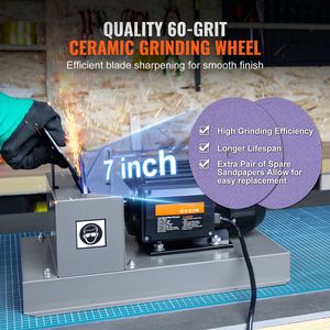Potente afilador de cuchillas para cortacésped de banco de 2/3 HP y 500 W con rueda de cerámica de 7 pulgadas, accesorios para cortacésped - Product Image 1