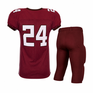 Custom American Football Jersey And Pants Set <b>Maroon</b> V-Neck Short Sleeve Breathable Mesh Men's Uniform OEM Sportswear Factory - Product Image 4