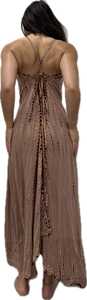 Robe bohème en rayonne peinte à la main, tie-dye, couleur tan, avec dos noué, pour l'été - Product Image 2