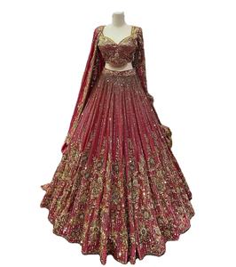 Conjunto de Lehenga Choli de Seda Georgette Bordada con Piel Sintética Brillante para Invierno, Traje Tradicional para Novia, Dama de Honor, Bodas y Fiestas - Product Image 1