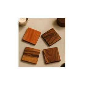 Wooden Coasters <b>Set</b> with Tree Design Square Non-Slip Mats Eco-Friendly for Table Decoration Classic Style - Product Image 6