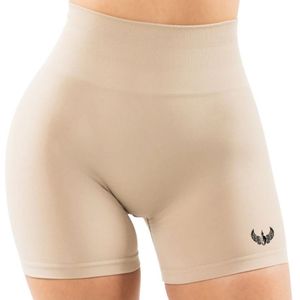 Shorts de sport taille haute beige pour femme, compressifs, extensibles, pour entraînement, fitness, yoga, sans coutures, performance, vêtements de sport actifs - Product Image 3