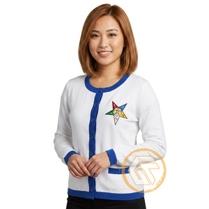 Cardigan décontracté d'hiver pour femme Eastern Star, avec appliques brodées en acrylique, de haute qualité, style grec OES, respirant, séchage rapide, col en V - Product Image 3