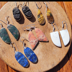Wholesale High Quality Brass Natural Gemstone <b>Dangle</b> <b>Earrings</b> Handmade <b>Silver</b> Plated Boho Jewelry for Women Party Occasion Fast - Product Image 5