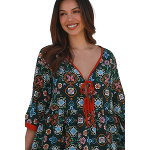 Mini vestido con estampado floral para mujer, vestido de moda con corte en A - Product Image 4