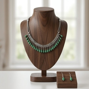 DIVYORO Women's Cascading Green Drop Oxidized <b>Choker</b> Necklace with Adjustable Length for Party Occasions - Product Image 3