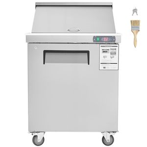 Frigorifero Commerciale in Acciaio Inossidabile da 28 Pollici, 7.4 Cu. Ft. Tavolo per Preparazione Insalate da 12 Posti, Stazione di Preparazione Alimenti, Attrezzatura da Cucina - Product Image 1