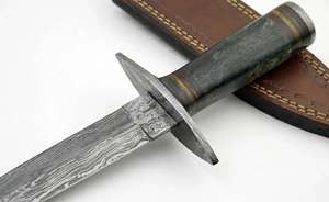 Herramienta utilitaria simétrica de acero de Damasco hecha a mano con mango de cuerno oscuro - Product Image 4