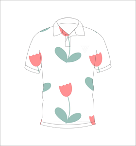 เสื้อโปโลผู้ชายลายดอกทิวลิปสีขาวแขนสั้นลำลองแฟชั่นฤดูร้อน - Product Image 1