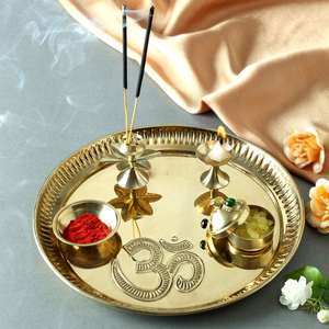 Thali Tradicional de Latón para Pooja, Aarti, Diwali, Navratri, Rakhi, Regalo de Boda - Product Image 6