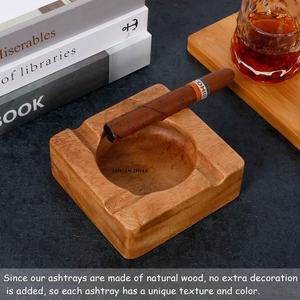 Cendrier en bois de poche carré de luxe moderne avec 4 fentes en bois naturel pour la maison, la voiture, l'hôtel ou l'extérieur - Product Image 6
