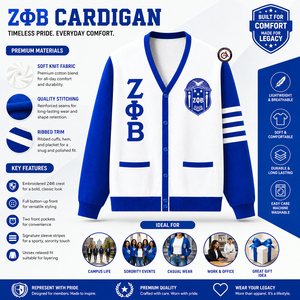 เสื้อคาร์ดิแกนอะคริลิกปักลายถักสำหรับผู้หญิง Zeta Phi Beta Finer |   ZOB Sorority ชุดปักลายสำหรับสุภาพสตรีแบบวินเทจป้องกันรอยยับ - Product Image 5