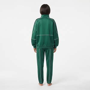 Conjunto Deportivo de Mujer, Diseño Personalizado, Oversize, Poliéster, Media Cremallera, Pantalón Jogger, Blanco con Ribete en Contraste - Product Image 6