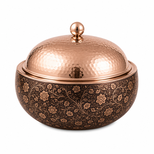 Marmite de service isotherme en acier inoxydable avec couvercle argenté poli miroir et style bois noir mat - Product Image 6