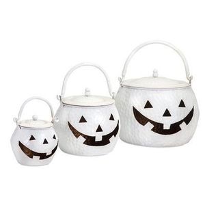 Lanternes de citrouille en métal doré fini antique pour la décoration d'Halloween, lot de 3 - Product Image 6