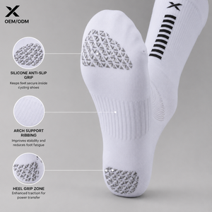 X Cycling <b>Socks</b> Spandex/Polyester/Cotton Breathable Training <b>Running</b> Adults Winter Solid Color Logo Cuff Knitted Silicon - Product Image 4