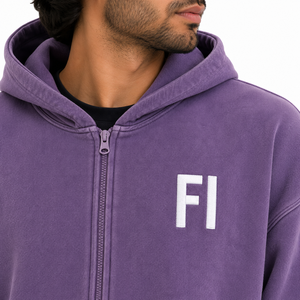 Men's Oversized Fleece Hoodies Zip-Up Sweatshirt Casual Streetwear Pullover Breathable <b>Tracksuit</b> & Jogger Set Private Label USA - Product Image 5