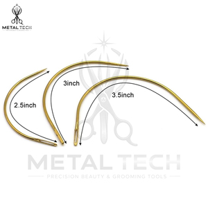 Meilleur ensemble de 4 aiguilles professionnelles plaquées or en forme de C pour tissage de cheveux et fabrication de perruques - Product Image 5