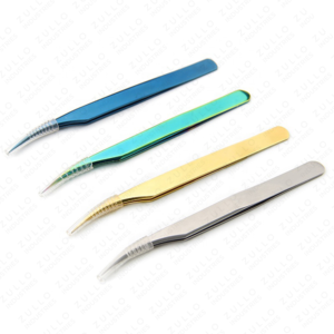 Premium Japanese Stainless Steel Eyelash Extension Tweezers Strong Curved Pointed Tip Volume Lash <b>Tool</b> with Custom Logo - Product Image 4