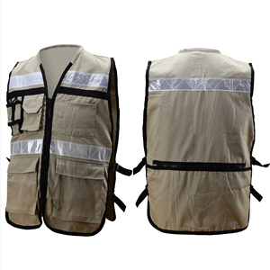 Gilet de sécurité réfléchissant fabriqué en usine avec poches pour hommes, en polyester et coton, respirant, avec soutien dorsal, durable, gilets de travail à prix abordable - Product Image 6