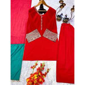 Hermoso Conjunto de Diseñador (Top, Pantalón y Dupatta) para Fiestas Indias y Pakistaníes - Product Image 1