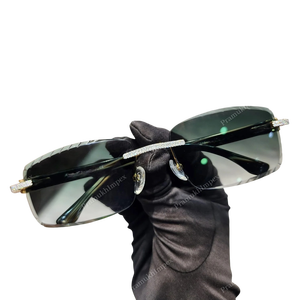 Hip Hop VVS Moissanite Iced <b>Sunglasses</b> Rimless Green Anti Reflective Rapper Style Studded Luxury Eyewear - Product Image 1
