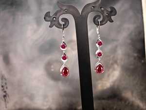 Handmade Ruby Gemstone Long <b>Earrings</b> 925 Silver Oval Cut Wedding Jewelry Third Party Certified Nikhil Gems Brand Rajasthan - Product Image 4