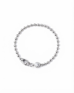 Classic 925 Sterling <b>Silver</b> 10K <b>Solid</b> Gold Lab Grown Diamond 5mm 0.5ct Round cut Bezel set Diamond <b>Bracelet</b> Bead Chain Bangle - Product Image 1