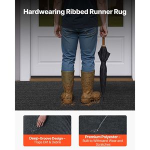 Tapis industriel rayé élégant 10 x 3 pieds avec support en PVC, qualité commerciale, paillasson pour usage intérieur et extérieur - Product Image 3