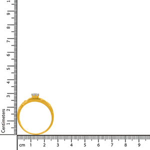 Luxury Yellow Gold Round Cut Diamond Statement <b>Ring</b> <b>for</b> <b>Men</b> Modern Square Head Solitaire <b>Ring</b> with Designer Textured Shoulders - Product Image 4