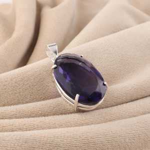 Colgante de Topacio Azul en Plata de Ley 925, Joyería con Piedra Preciosa de Nacimiento de Septiembre para Mujeres y Niñas, Regalo Elegante - Product Image 3