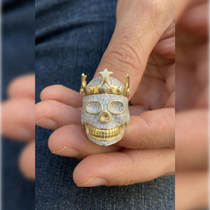 Gold Moissanite Skull King <b>Ring</b> Iced <b>Crown</b> <b>Ring</b> Hip Hop Jewelry Luxury Mens Statement <b>Ring</b> Gothic Fashion Gift Custom Design - Product Image 2