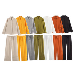 Pantalones Anchos Casuales de Lino 100% para Mujer, de Alta Calidad y Personalizados, con Cintura Elástica, Estilo Palazzo - Product Image 5