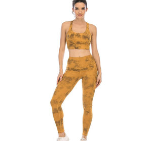 High Waist Tie Dye Leggings With Pockets Full Length Stretch Knitted Women's Sporty Style All Seasons Wear - Product Image 2